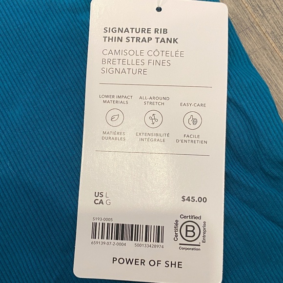 NWT Athleta Signature Rib Thin Strap Tank Top - Picture 4 of 10